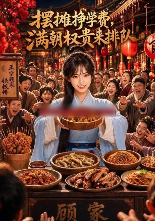 摆摊挣学费，满朝权贵来排队（89集全）AI短剧