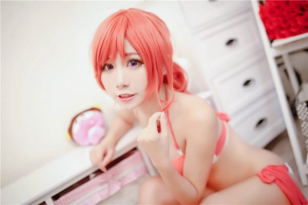 性感私房美女cosplay西木野真姬粉色内衣诱惑