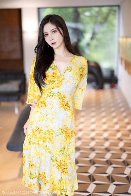 语画界模特小蛮妖Yummy黄色连衣长裙贵州旅拍