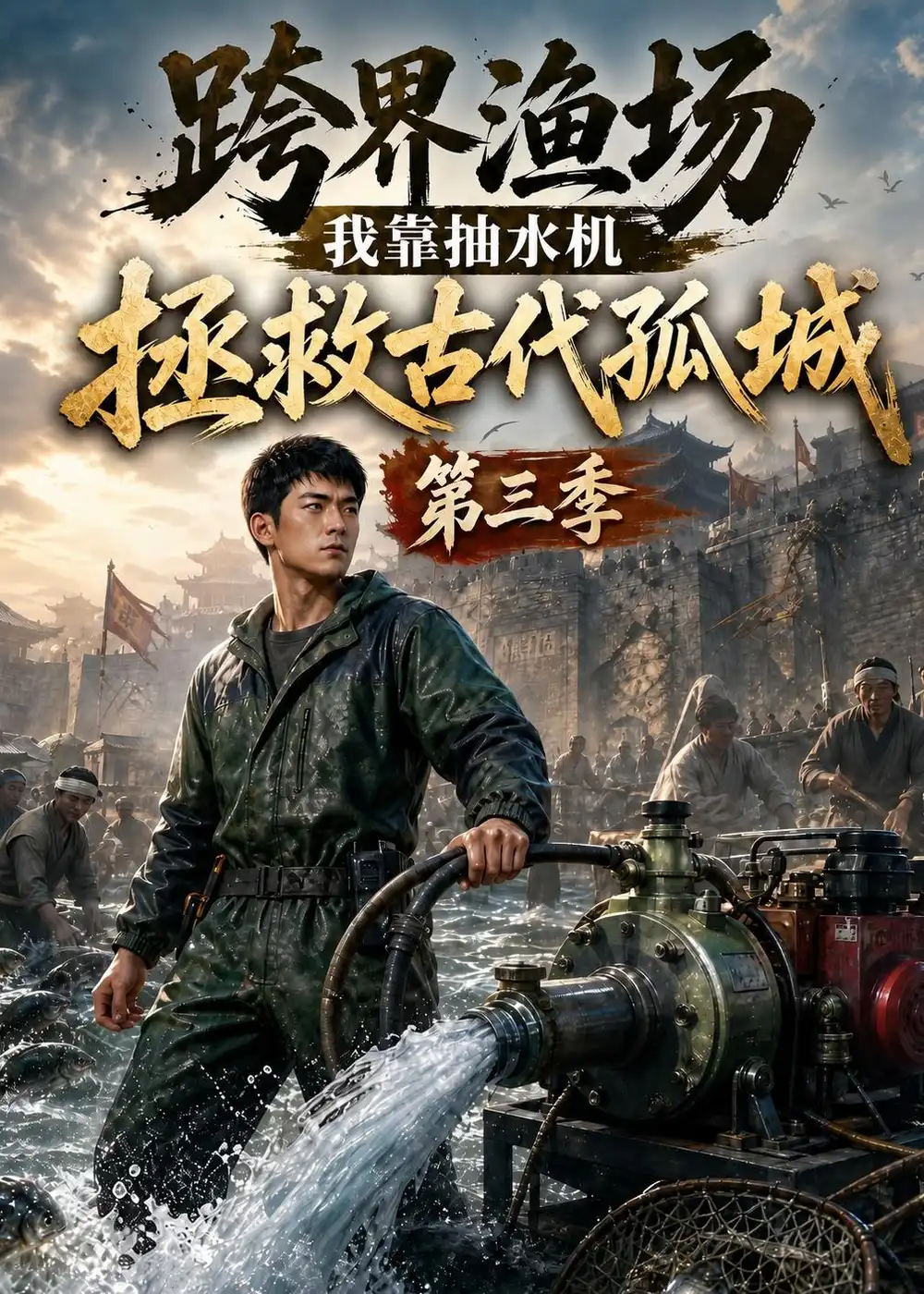 跨界渔场我靠抽水机拯救古代孤城第三季（49集）AI短剧