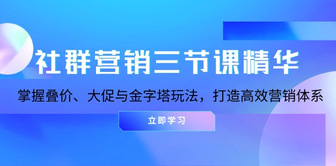 社群营销三节课精华：掌握叠价、大促与金字塔玩法，打造高效营销体系 - 中创网项目