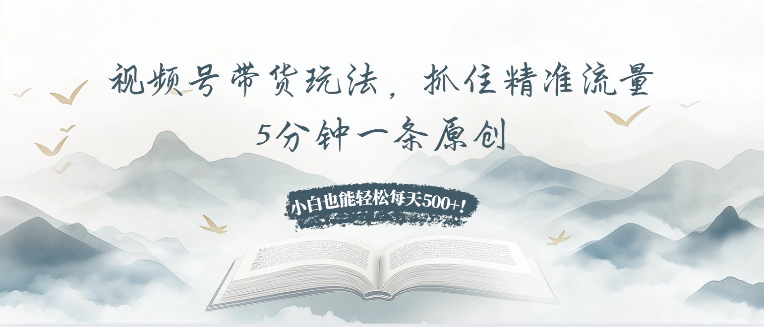 视频号带货玩法，抓住精准流量，5分钟一条原创，小白也能轻松每天500+！ - 中创网项目