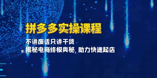 拼多多实操课程：不讲废话只讲干货, 揭秘电商终极奥秘,助力快速起店 - 中创网项目