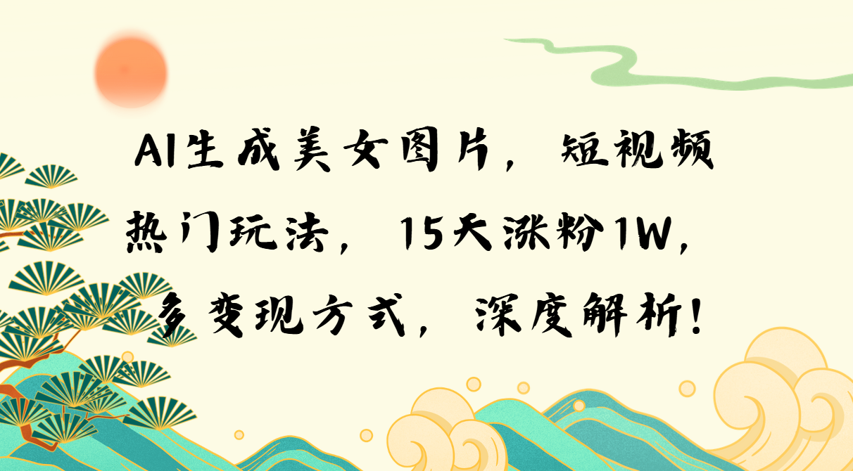 AI生成美女图片，短视频热门玩法，15天涨粉1W，多变现方式，深度解析! - 中创网项目