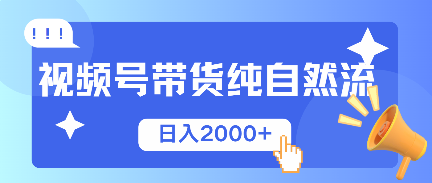视频号带货，纯自然流，起号简单，爆率高轻松日入2000+ - 中创网项目