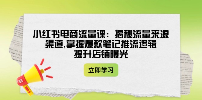 小红书电商流量课：揭秘流量来源渠道,掌握爆款笔记推流逻辑,提升店铺曝光 - 中创网项目