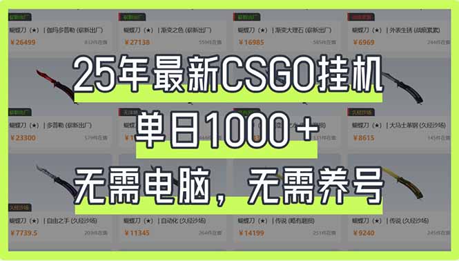 25年最新CSGO挂机系统，单日1000+，无需电脑，无需养号，0基础可上手 - 中创网项目