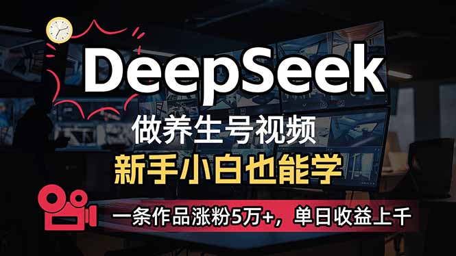 小白用DeepSeek做养生号，一条作品涨粉5万+，单日收益上千 - 中创网项目