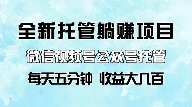 全新托管躺赚项目，微信视频号公众号托管代运营，每天五分钟，收益大几百 - 中创网项目