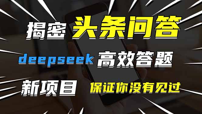 头条问答，刚出的新玩法！保证你没见过！用DeepSeek去高效答题，一个账... - 中创网项目