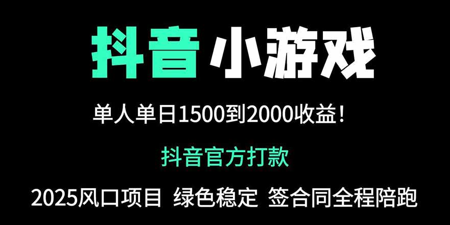 抖音官方小游戏2025全网最新玩法，暴利赚钱项目，单机日入2000+，绝不... - 中创网项目