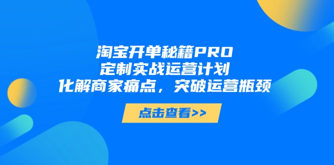 淘宝开单秘籍PRO，定制实战运营计划，化解商家痛点，突破运营瓶颈 - 中创网项目