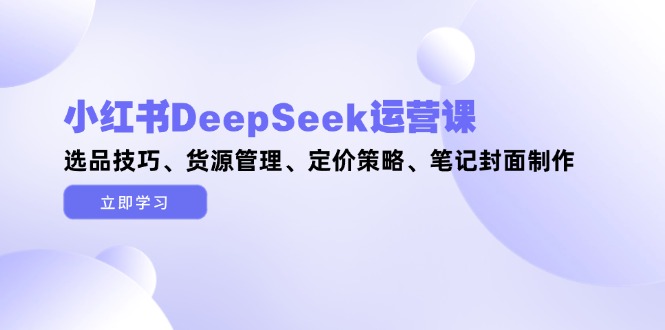 小红书DeepSeek运营课，选品技巧、货源管理、定价策略、笔记封面制作 - 中创网项目