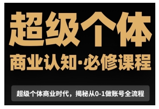 超级个体商业认知觉醒视频课，商业认知·必修课程揭秘从0-1账号全流程 - 冒泡网项目