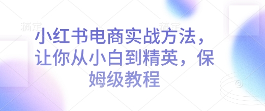 小红书电商实战方法，让你从小白到精英，保姆级教程 - 冒泡网项目
