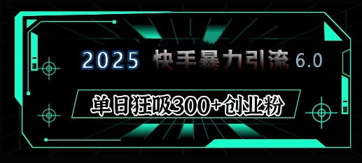 2025年快手6.0保姆级教程震撼来袭，单日狂吸300+精准创业粉 - 冒泡网项目