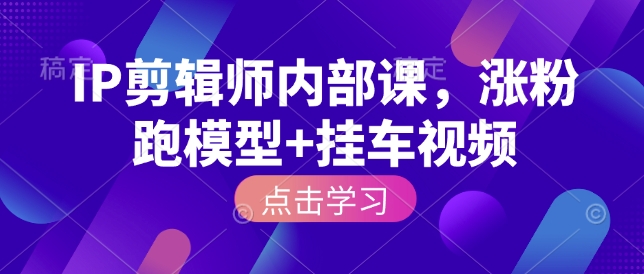 IP剪辑师内部课，涨粉跑模型+挂车视频 - 冒泡网项目