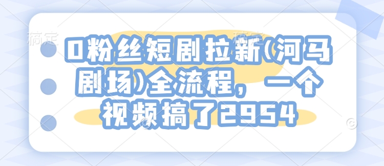 0粉丝短剧拉新(河马剧场)全流程，一个视频搞了2954 - 冒泡网项目