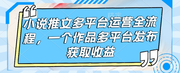 小说推文多平台运营全流程，一个作品多平台发布获取收益 - 冒泡网项目