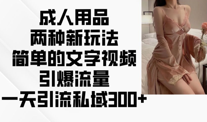 成人用品两种新玩法，简单的文字视频引爆流量，一天引流私域300+ - 冒泡网项目