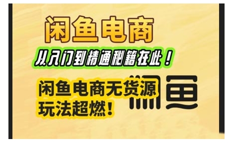 闲鱼电商实战课，从入门到精通秘籍在此，闲鱼电商无货源玩法超燃! - 冒泡网项目