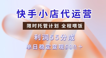 快手小店代运营，限时托管计划，收益55分，单日稳定变现多张 - 冒泡网项目