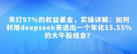 付费文章：吊打97%的权益基金，实操详解：如何利用deepseek来选出一个年化15.55%的大牛股组合? - 冒泡网项目