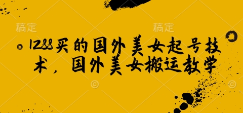 1288买的国外美女起号技术，国外美女搬运教学 - 冒泡网项目