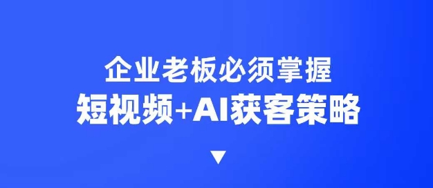企业短视频AI获客霸屏流量课，6步短视频+AI突围法，3大霸屏抢客策略 - 冒泡网项目