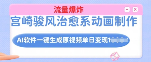 宫崎骏风治愈系动画制作，AI软件一键生成原创视频流量爆炸，单日变现多张，详细实操流程 - 冒泡网项目