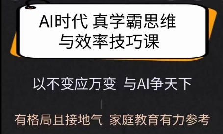 Ai时代真学霸思维与学习方法课，有格局且接地气，家庭教育有力参考 - 冒泡网项目