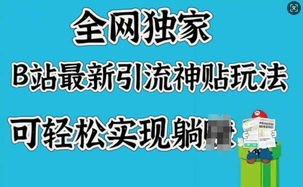 全网独家，B站最新引流神贴玩法，可轻松实现躺Z - 冒泡网项目