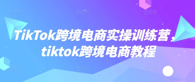 TikTok跨境电商实操训练营，tiktok跨境电商教程 - 冒泡网项目