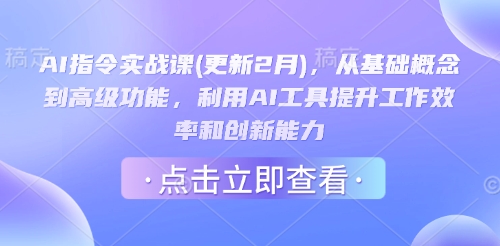 AI指令实战课(更新2月)，从基础概念到高级功能，利用AI工具提升工作效率和创新能力 - 冒泡网项目