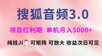 搜狐音频挂ji3.0.可矩阵可放大，独家技术，稳定月入5000+ - 冒泡网项目