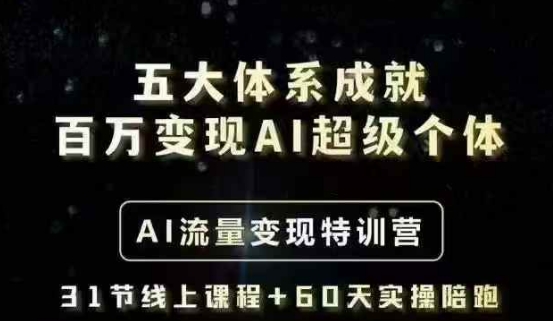 五大体系成就百万变现AI超级个体- AI流量变现特训营，一步一步教你一个人怎么年入百W - 冒泡网项目