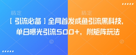 【引流必备】全网首发咸鱼引流黑科技，单日曝光引流500+，附矩阵玩法 - 冒泡网项目