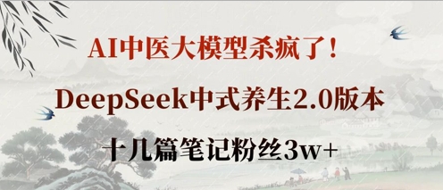 AI中医大模型杀疯了！DeepSeek中式养生2.0版本，十几篇笔记粉丝3w+ - 冒泡网项目