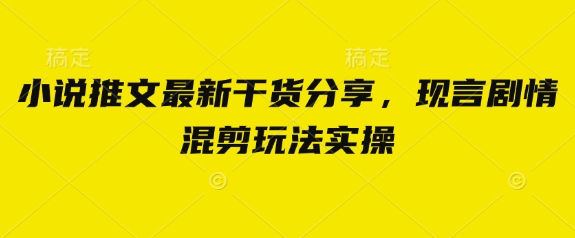 小说推文最新干货分享，现言剧情混剪玩法实操 - 冒泡网项目