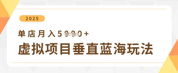 虚拟项目垂直玩法，实现单店月入5k+ - 冒泡网项目