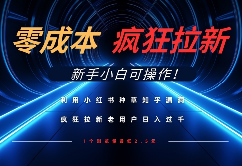 利用小红书种草知乎漏洞，零成本疯狂拉新日入数张，新手小白可操作 - 冒泡网项目