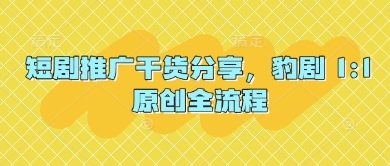 短剧推广干货分享，豹剧 1:1原创全流程 - 冒泡网项目