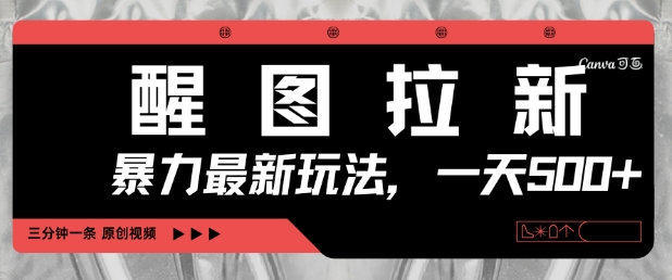 醒图拉新，暴力新玩法，光用手机三分钟制作一条视频，一天轻松5张 - 冒泡网项目