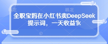 全职宝妈在小红书卖DeepSeek提示词，一天收益1k - 冒泡网项目