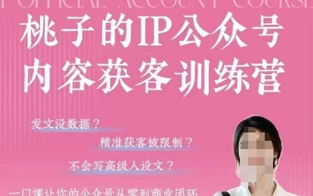 桃子IP公众号内容获客训练营(第3期)，一门让你公众号从0到商业闭环的课程 - 冒泡网项目