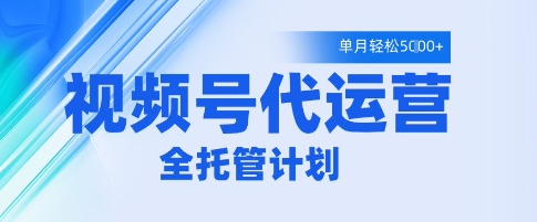视频号代运营2.0，全程托管招募，单月轻松变现5k - 冒泡网项目