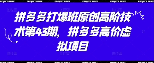 拼多多打爆班原创高阶技术第43期，拼多多高价虚拟项目 - 冒泡网项目