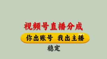 视频号直播分成，全程托管招募，单月轻松变现8k - 冒泡网项目