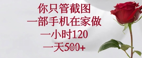 你只管截图，一部手机在家可以做，一小时120.一天5张+ - 冒泡网项目