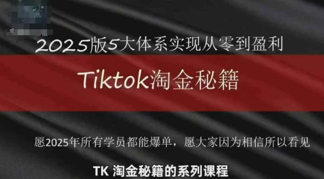 TikTok跨境2025淘金秘籍，​2025TikTok从0到盈利变现 - 冒泡网项目